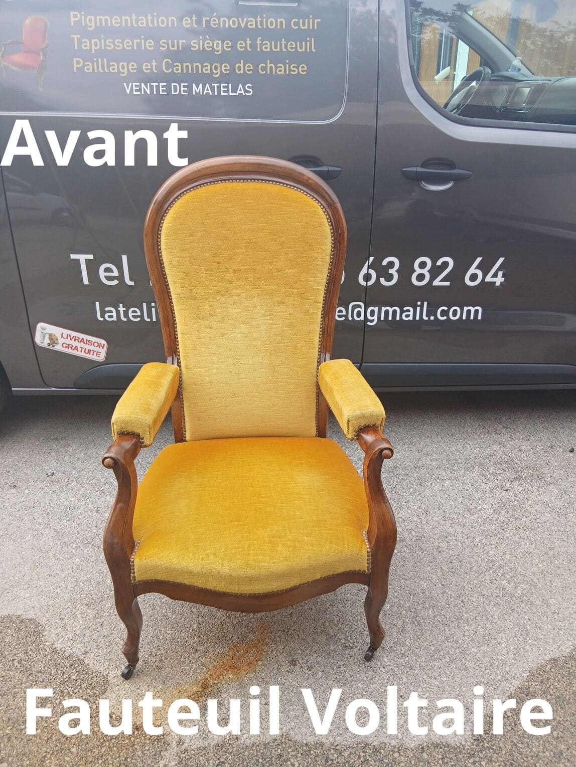 Fauteuil blanc restauré